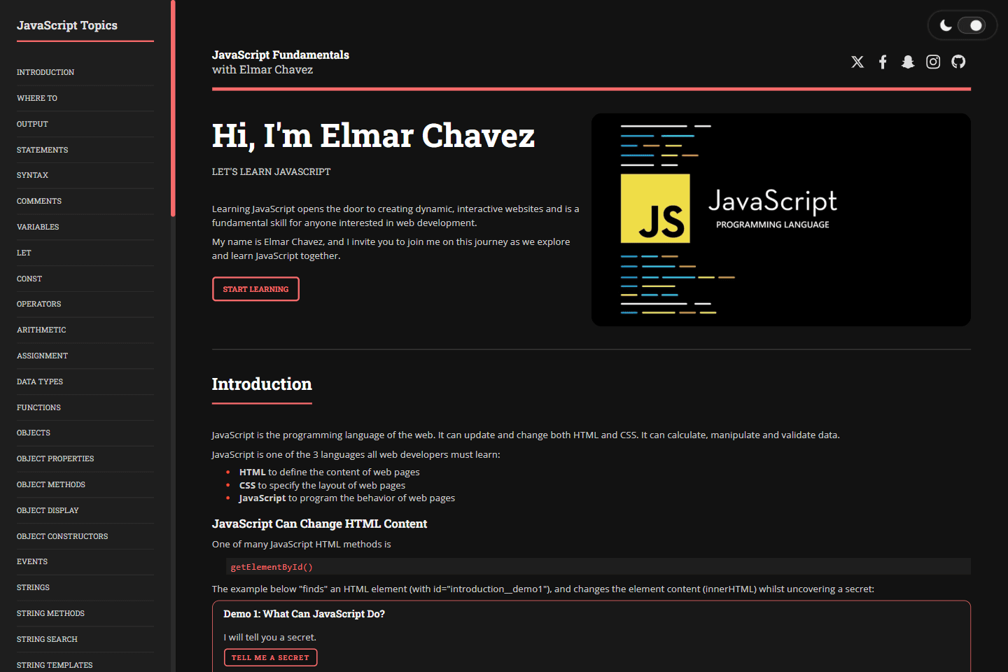 JavaScript Fundamentals project preview.