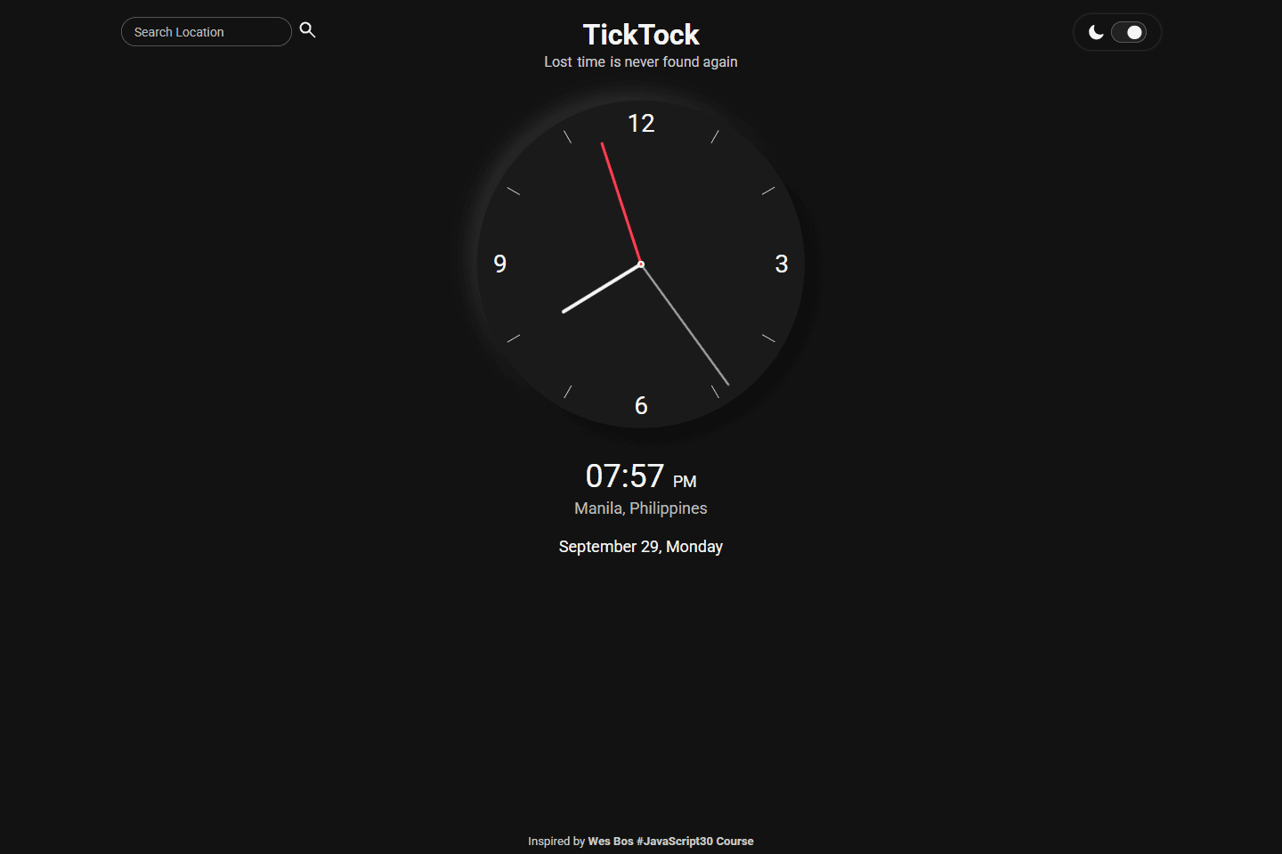 TickTock project preview.